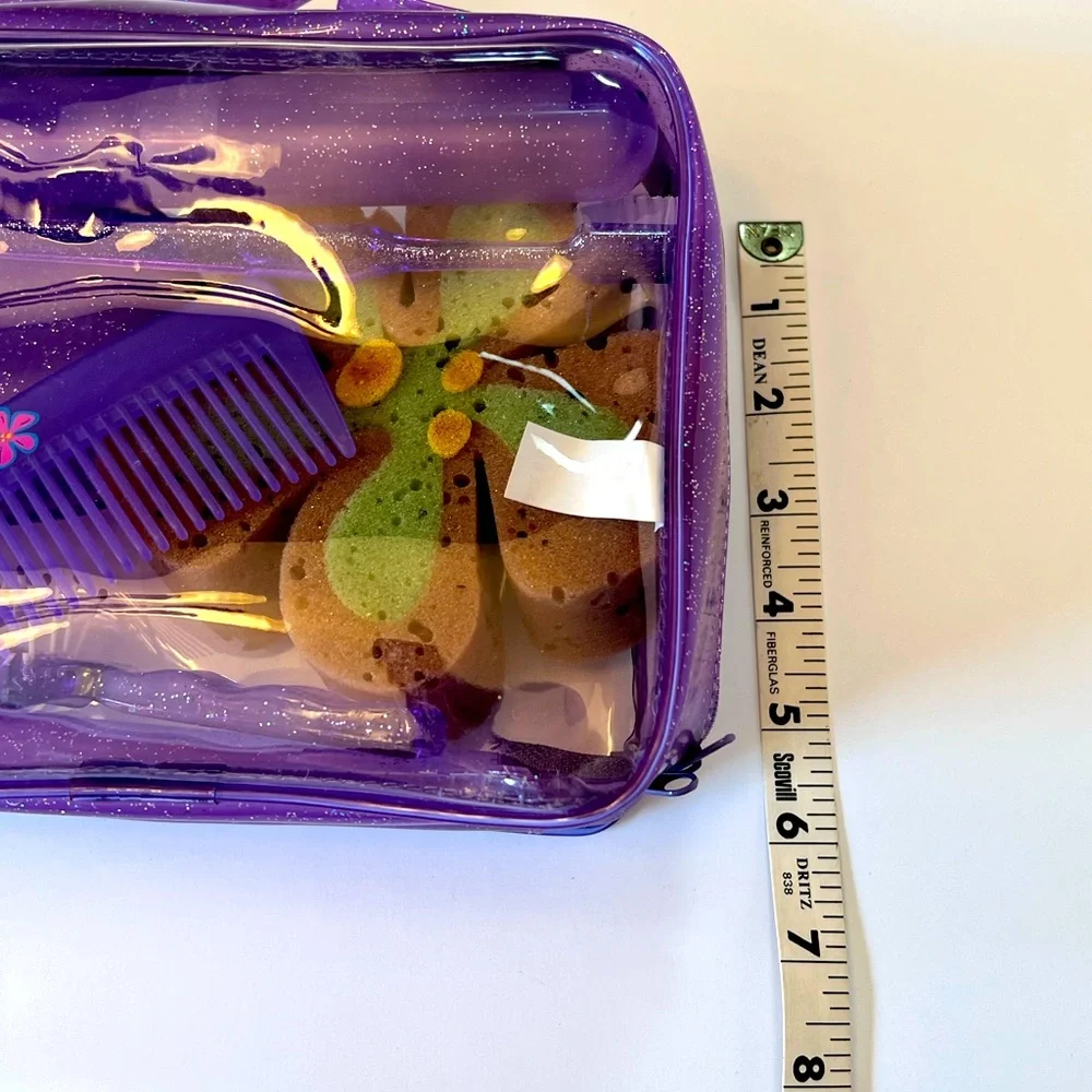 Sparkly Purple Toiletry Travel Bag for Tweens.  Includes Travel Accessories. New